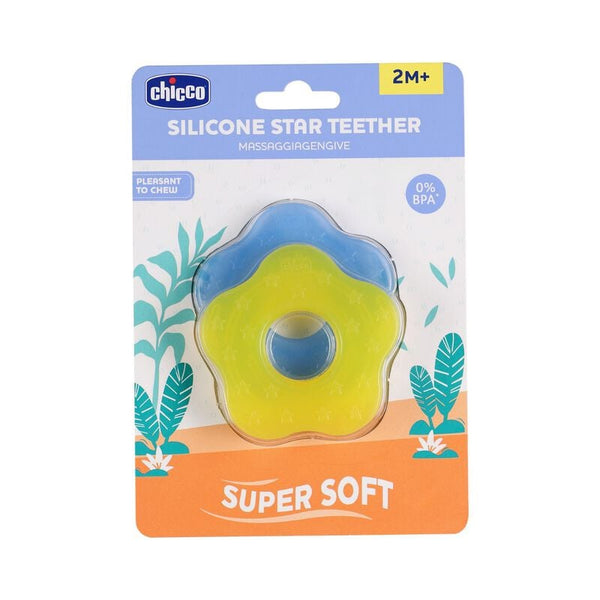 Chicco Teether Supersoft Star 2Pc Blue + Yellow 2M+