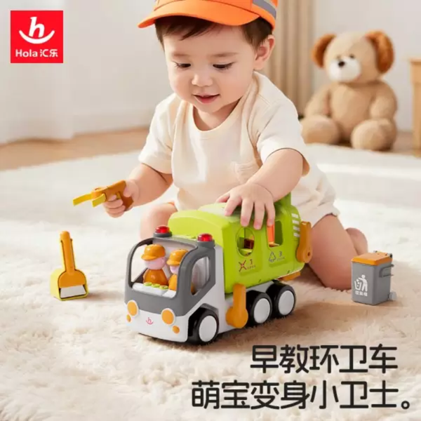 Hola Recycling Truck with Waste Sorting Bins Multicolor