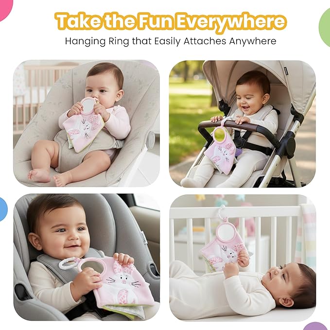 Soft Book for Babies, Crinkle Sensory With Rattle Sound Cloth, Soft Touch-and-Feel Fabric Book