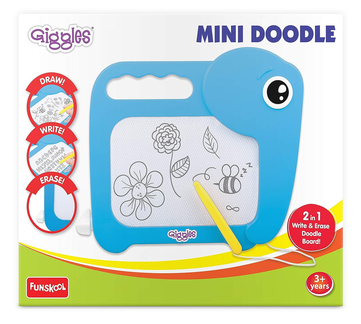 Giggles Mini Magnetic Doodle Board 2-in-1 – Multicolor