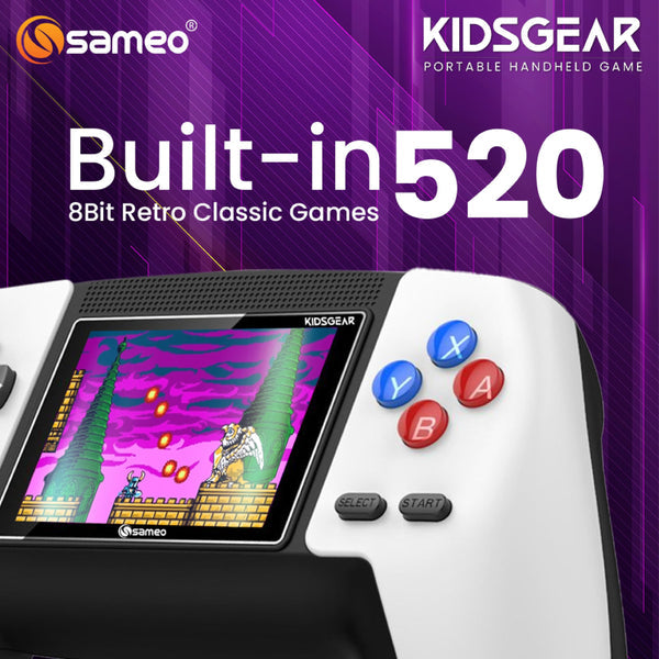Sameo Kidsgear Controller Shaped Handheld Console Built-in 520 Retro Game (Spectral White)