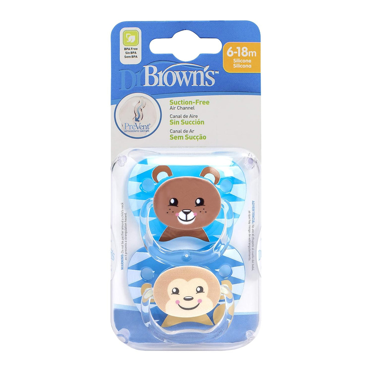Dr Browns Blue Prevent Printed Shield Soother (Stage 2) Pack of 2