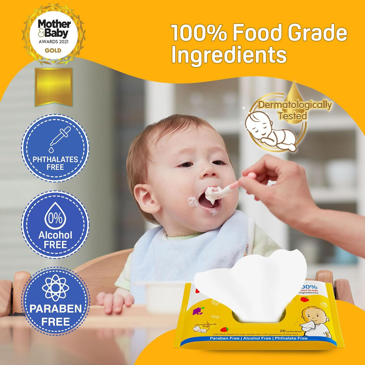 Pigeon Baby Hand And Mouth Wipes (20 Sheets) - Pack Of 1