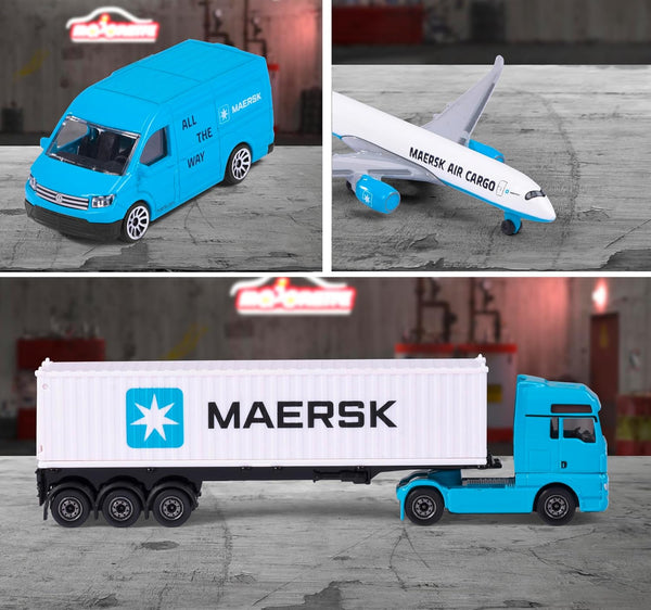 Majorette - Maersk Transport Vehicle With 3 Assment For Kids-Assorted