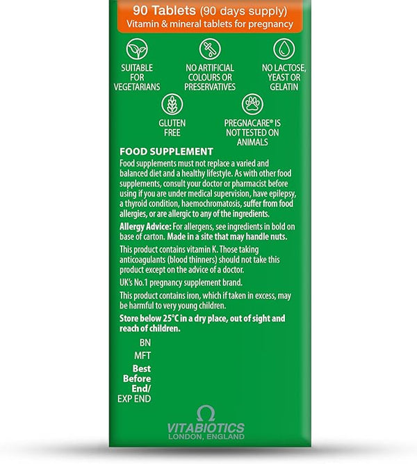 Pregnacare Original During Pregnancy Support Vitamins and Supplements, 90 Tablets (Pack of 1)