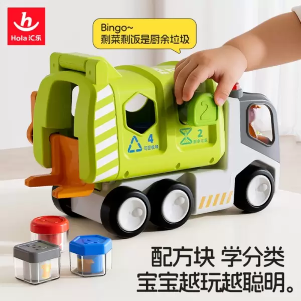Hola Recycling Truck with Waste Sorting Bins Multicolor