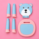 YOMH Cute Bear Kids Chair With Anti-Slip Legs - Peach & Green