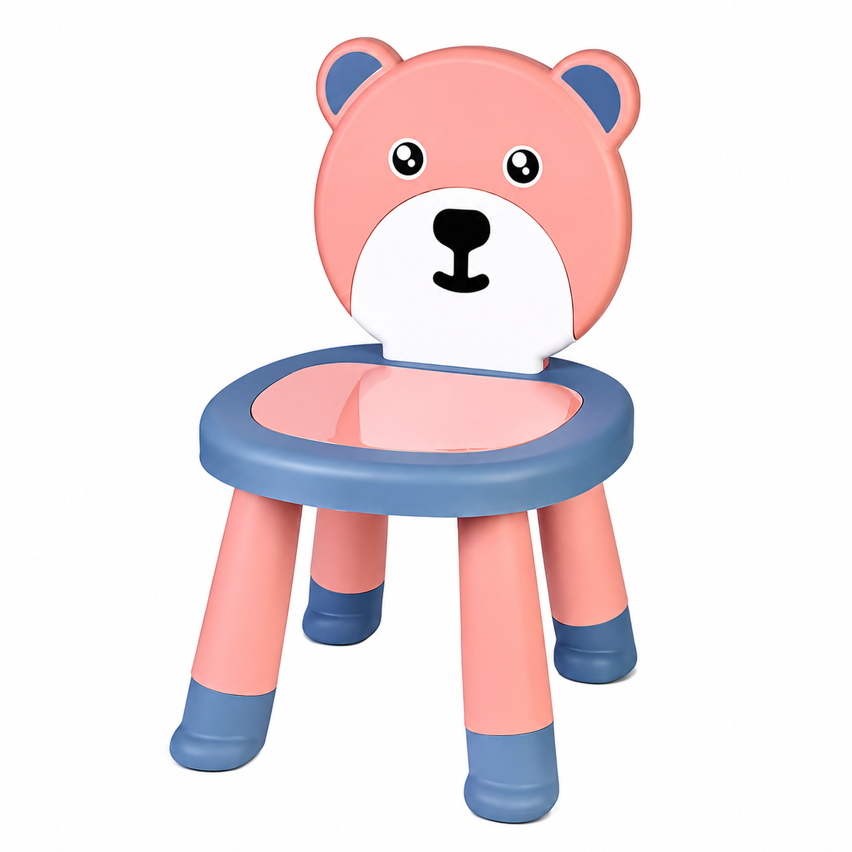 YOMH Cute Bear Kids Chair With Anti-Slip Legs - Peach & Blue