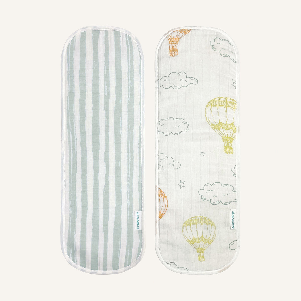 Abracadabra 4-Layer Muslin Burp Pads – Hot Air Balloon, Pack of 2