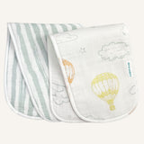 Abracadabra 4-Layer Muslin Burp Pads – Hot Air Balloon, Pack of 2
