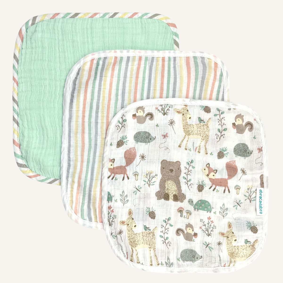 Abracadabra Muslin Face Wipes Set of 3 – Bambi & Friends