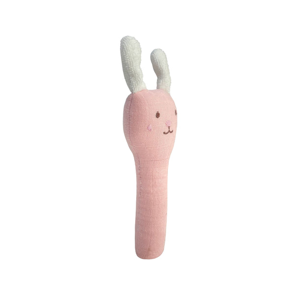 Abracadabra Organic Cotton Bunny Face Rattle – Pink | 3M+