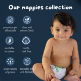 Tinycare Teddy Print & Solid Muslin Basic Langot with Strings - SMALL SIZE