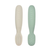 Béaba Silicone Pre-Feeding Spoons Set of 2 – Sage Green & Velvet Grey