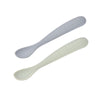 Béaba 1st Stage Silicone Spoon Set with Carry Box 2 Pack 4M+ – Pebble / Green of Grey