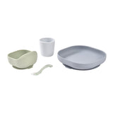 Béaba 4-Piece Silicone Baby Feeding Dinner Set 4M+ – Pebble