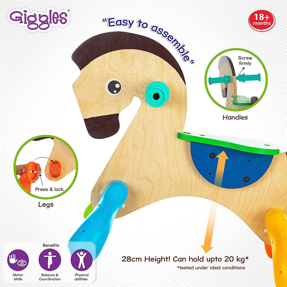 Giggles My First Pony Ride-On Toy 18M+ – Multicolor