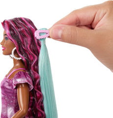 Barbie Fun & Fancy Hair Doll – Colorful Black Hair & Shimmery Pink Dress