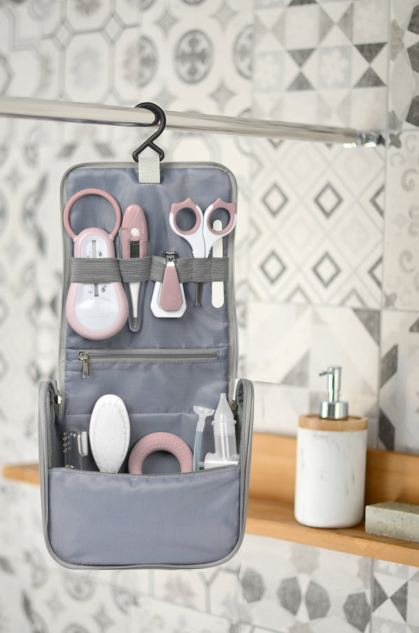 Béaba Hanging Toiletry Pouch 9 Accessories – Old Pink