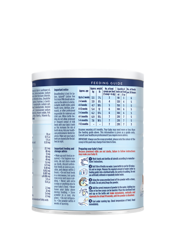 Aptamil Lactose Free First Infant Milk – From Birth, 400g