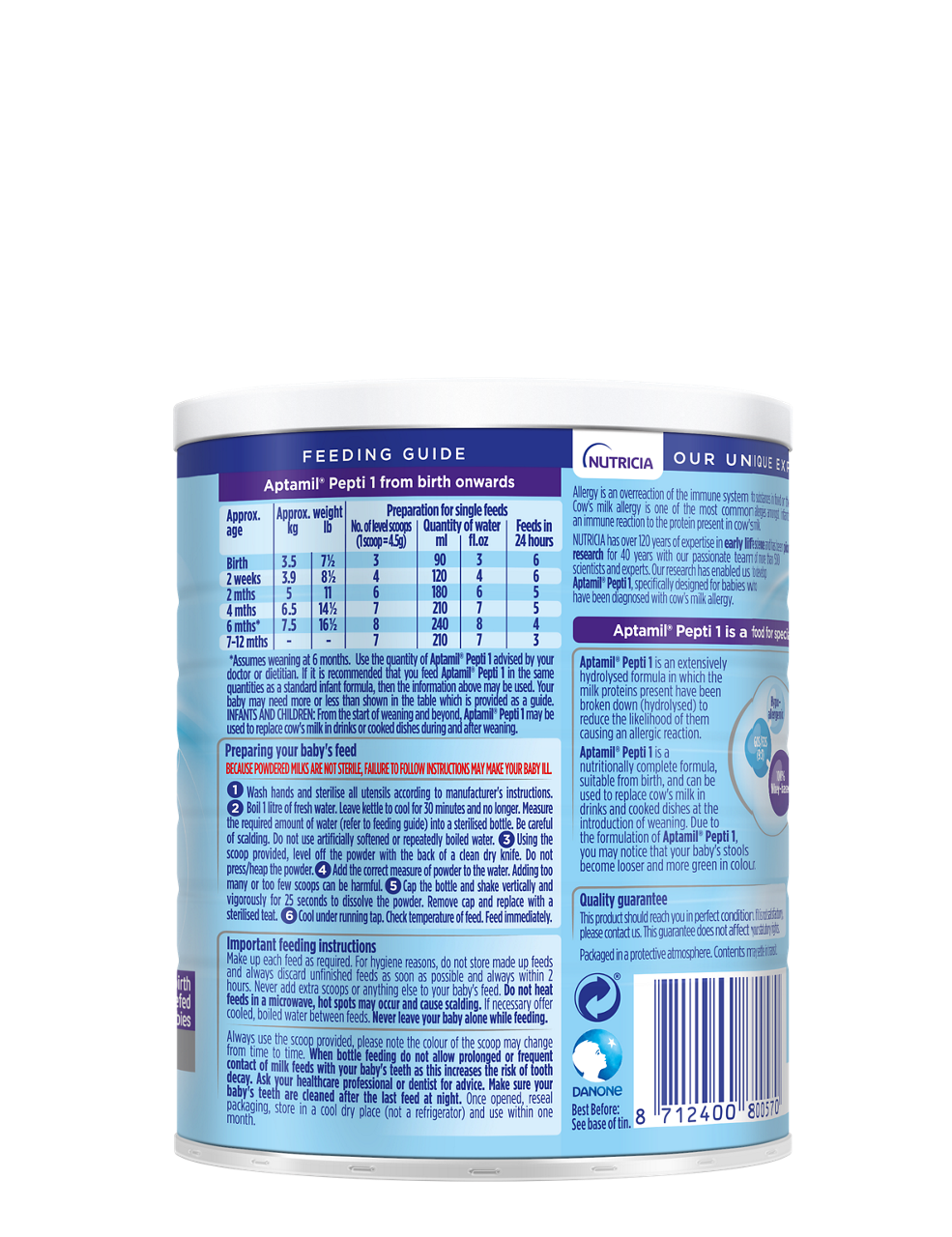 Aptamil Pepti 1 Hypoallergenic Formula – From Birth, 400g