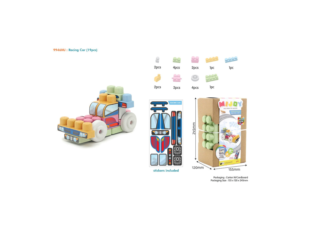 Sunta Mijoy Blocks Vehicale Build Challenge - Racing Car 19 Blocks