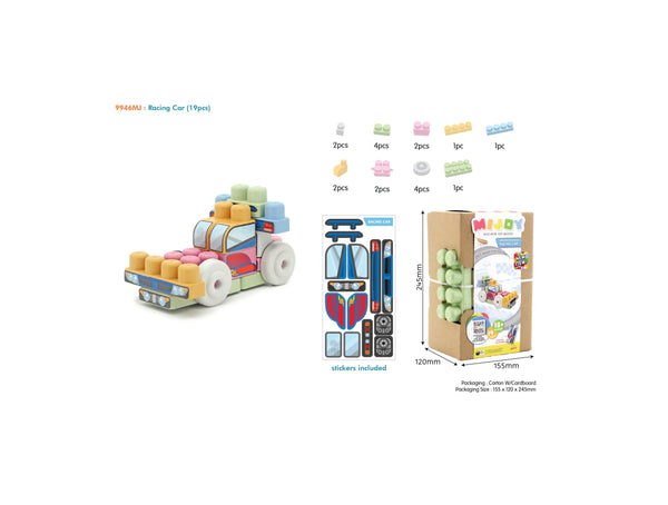 Sunta Mijoy Blocks Vehicale Build Challenge - Racing Car 19 Blocks