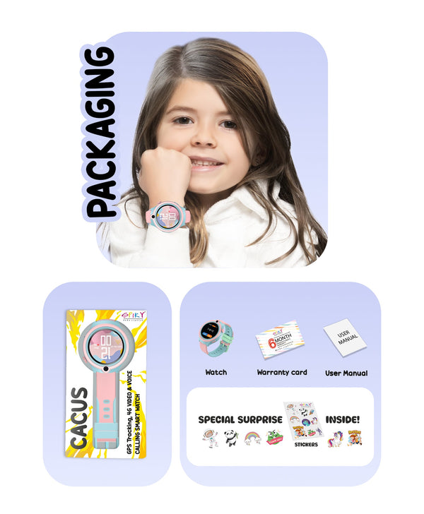 Spiky Cacus 4g Video & Voice Calling Smartwatch with GPS - Pink