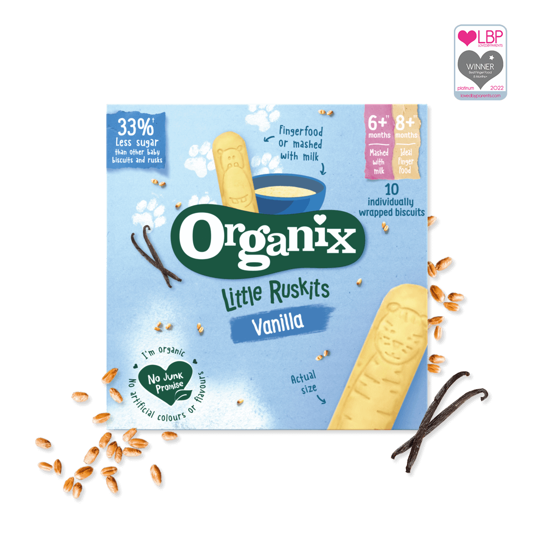 Organix Little Ruskits Vanilla Organic Baby Rusks – 6–8+ Months, 10 x 6g