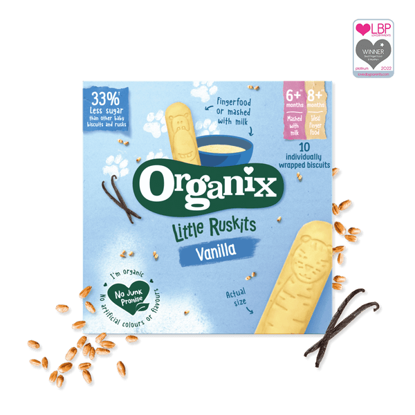 Organix Little Ruskits In Vanilla Flavour For Babies, 6+Months, 60Gms (Pack Of 10 Bars)