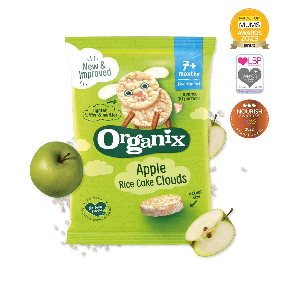 Organix Organic Apple Rice Cake Clouds Baby Snack – 7+ Months, 40g