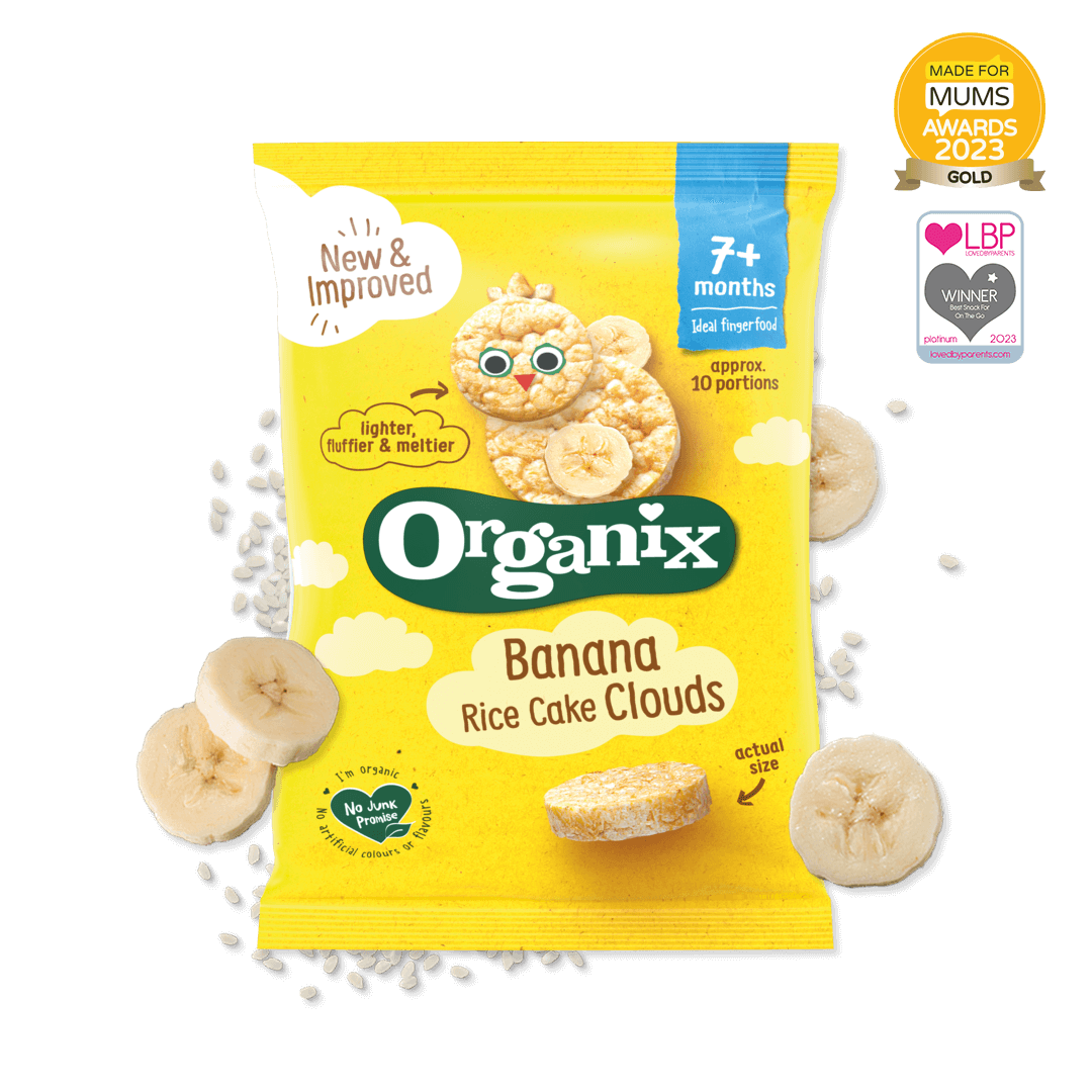Organix Banana Rice Cake Clouds Organic Baby Snacks – 7+ Months, 40g