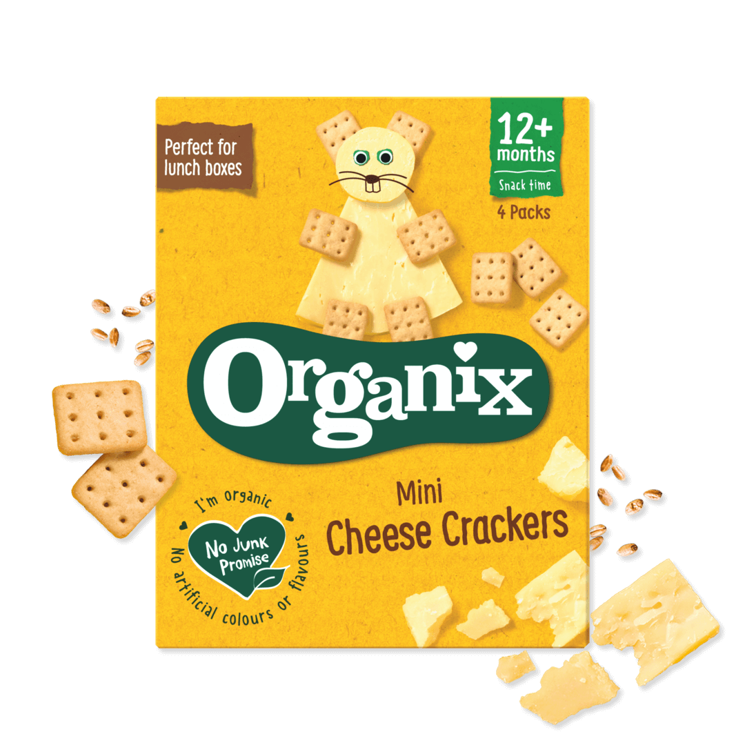 Organix Organic Mini Cheese Crackers Toddler Snacks – 12+ Months, 4 x 20g