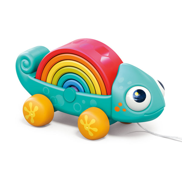 Hola Rainbow Chameleon Pull Along & Stacking Toy 28 x 13 x 14 cm Multicolor
