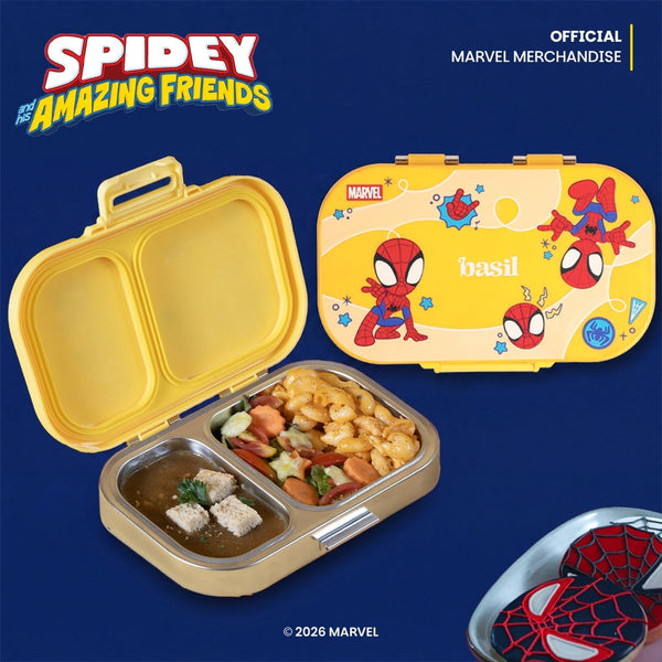 Basil Bento Ace 2 Compartment Stainless Steel Lunchbox 600 ml Little Websters