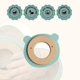 Little Rawr - Wood Silicone Disc Teether Blue Bear