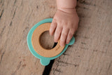 Little Rawr - Wood Silicone Disc Teether Blue Bear