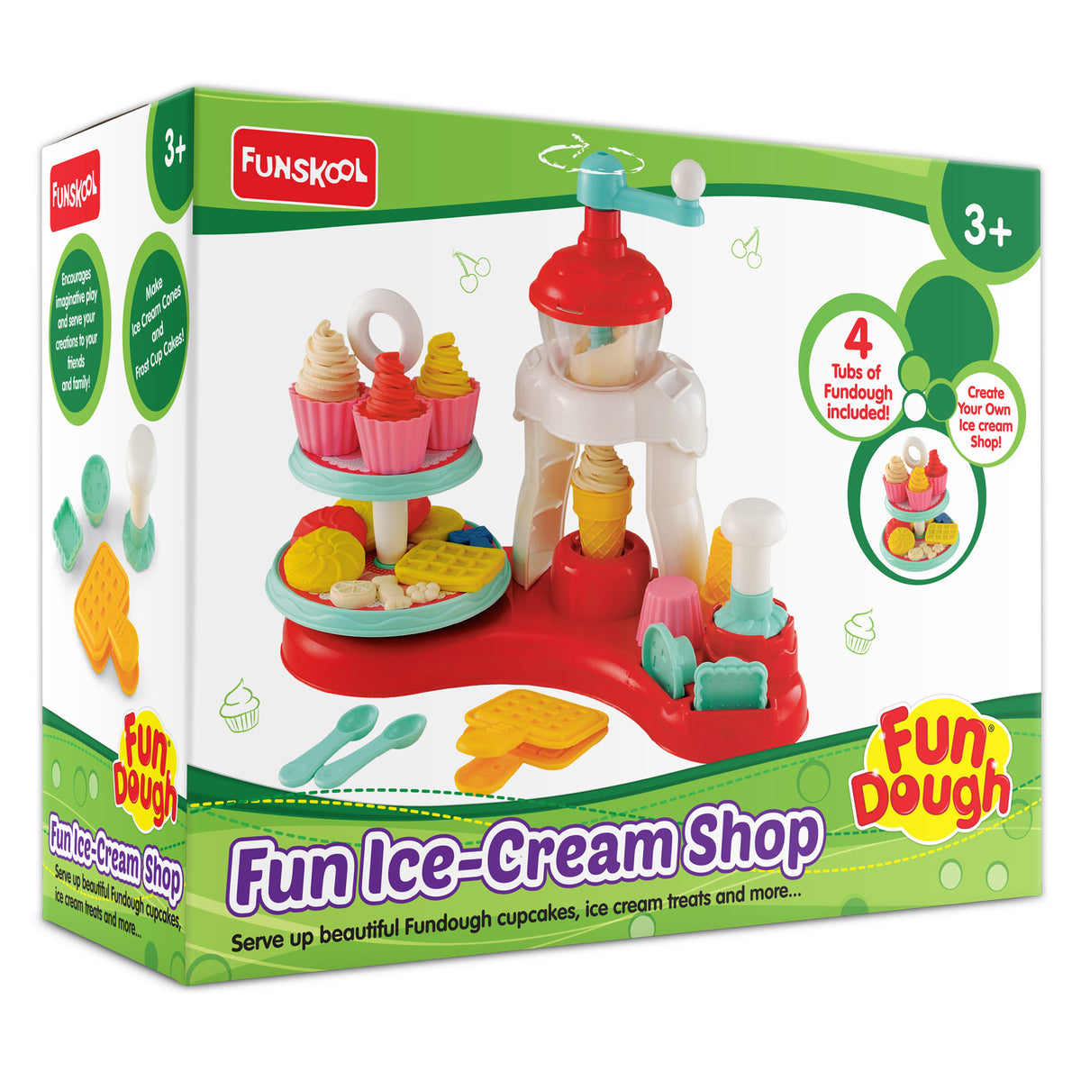 Dough Playset Funskool Fundough Ice Cream Shop 4 Tubs 3Y+ – Multicolour
