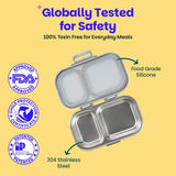 Basil Bento Ace 2 Compartment Stainless Steel Lunchbox 600 ml Classic Grey