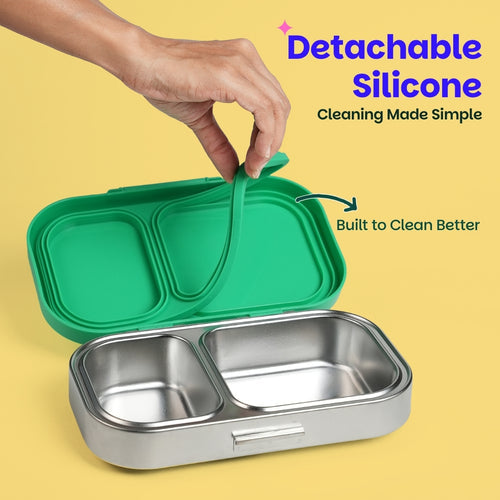 Basil Bento Ace 2 Compartment Lunchbox 600 ml Retro Stack