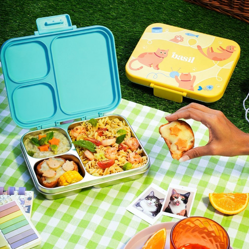 Basil Bento Ace 3-Compartment Stainless Steel Lunchbox 1000 ml Kitty Party