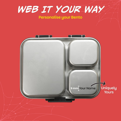 Basil Bento Ace 3 Compartment Stainless Steel Lunchbox 1000 ml Sling Strike