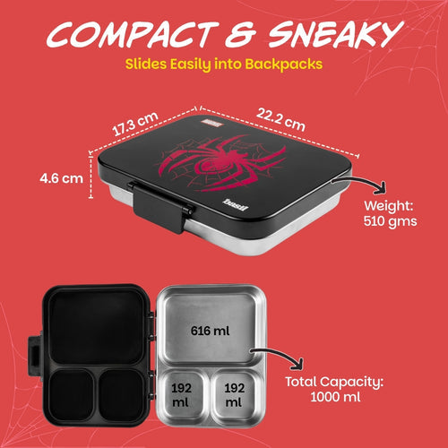 Basil Bento Ace 3-Compartment Stainless Steel Lunchbox 1000 ml Phantom Web