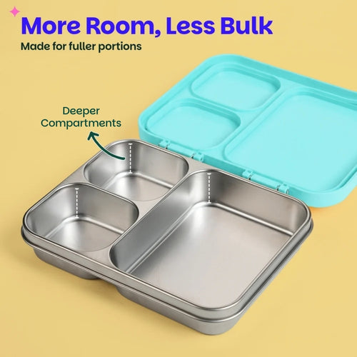 Basil Bento Ace 3 Compartment Stainless Steel Lunchbox 1000 ml Wiggly Woof