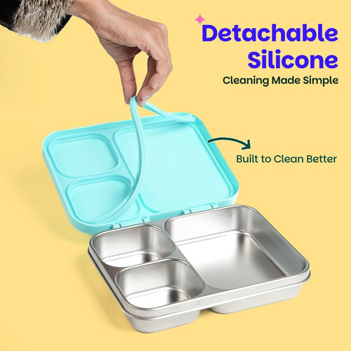 Basil Bento Ace 3 Compartment Stainless Steel Lunchbox 1000 ml Wiggly Woof