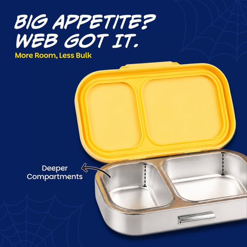 Basil Bento Ace 2 Compartment Stainless Steel Lunchbox 600 ml Little Websters