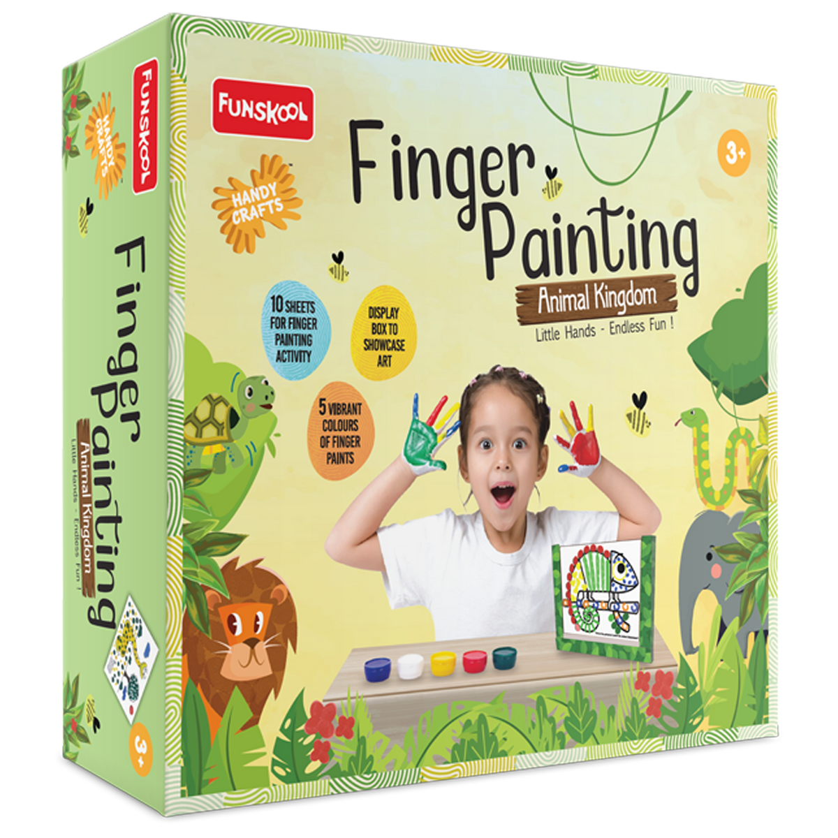 Art & Craft Kit Funskool Handycrafts Finger Painting Animal Kingdom 10 Sheets 3Y+ – Multicolour