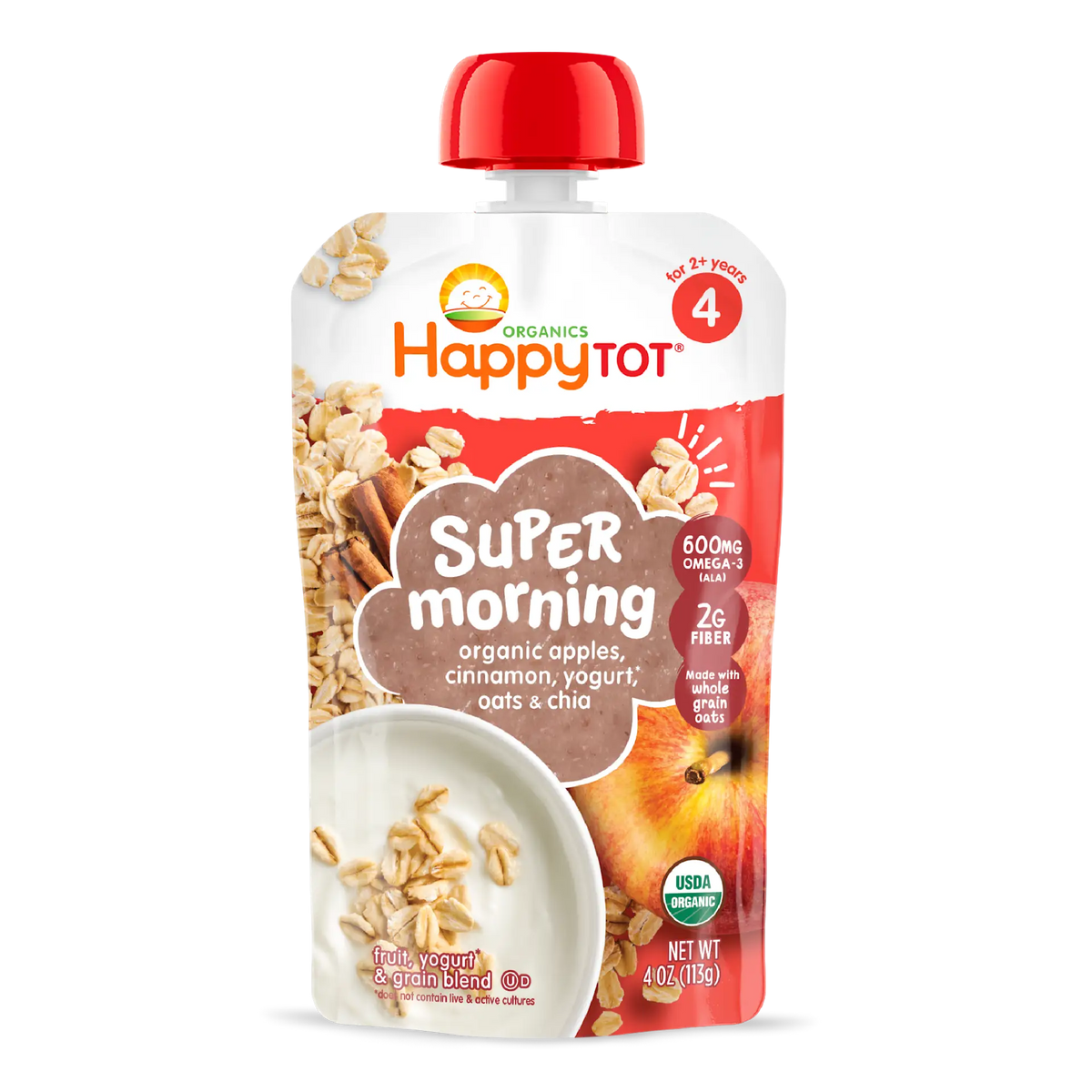 HappyTot Super Morning Organic Apples Cinnamon Yogurt & Oats