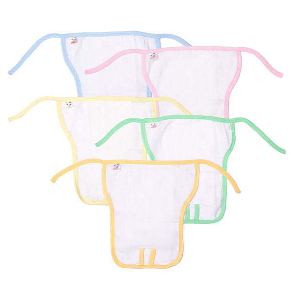 Tinycare Reusable Baby Nappies With Coloured Borders Plain Lemon Yellow ( Pack of 5 ) - Medium Size