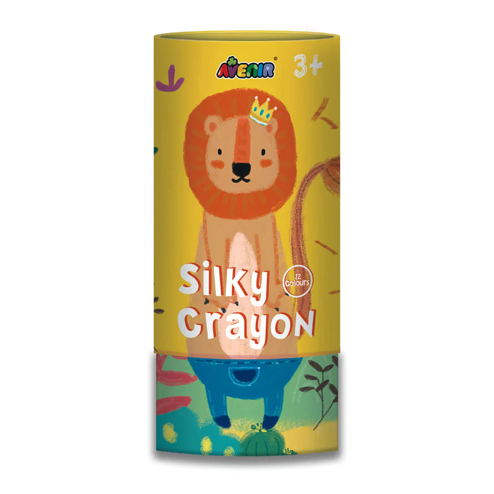 Avenir Silky Crayons with Colouring Poster, 12 Colours – Lion | 3+ Years